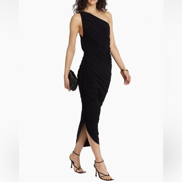 NORMA KAMALI Black One Shoulder Ruched Dress - Picture 4 of 9
